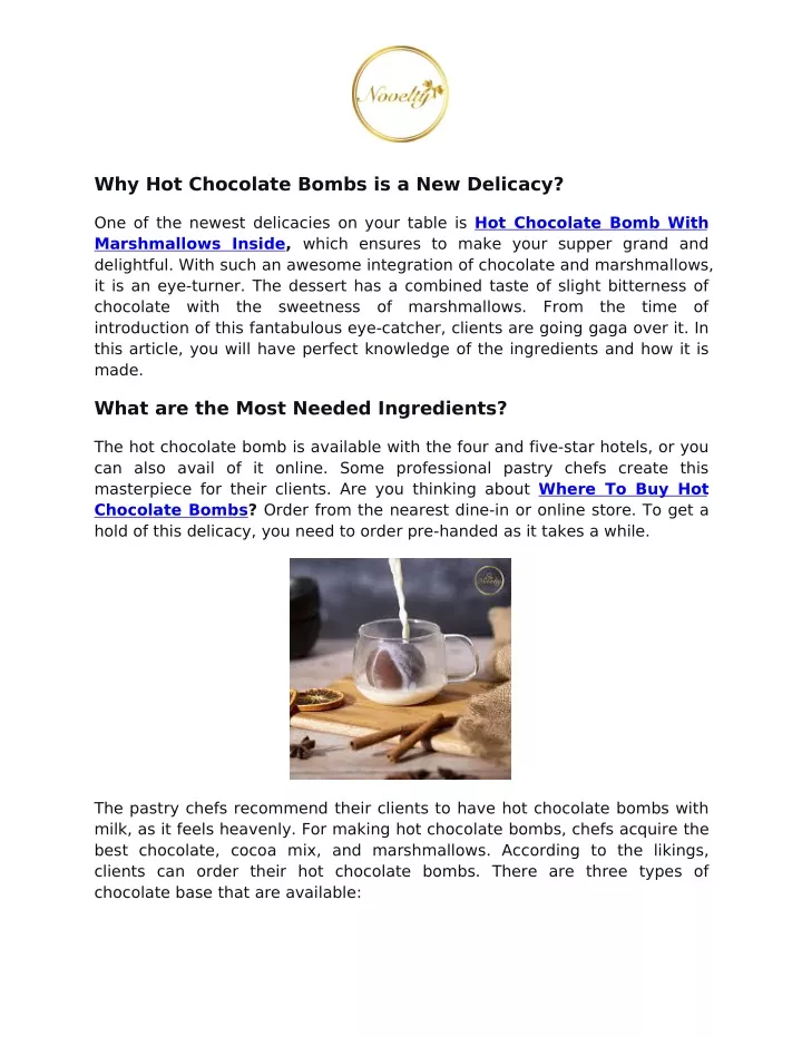 why hot chocolate bombs is a new delicacy