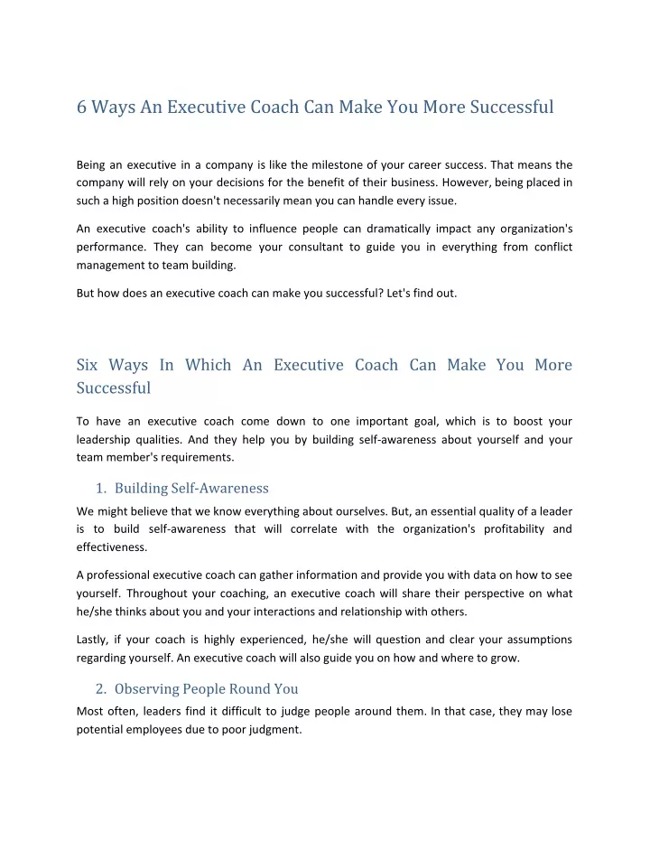 6 ways an executive coach can make you more