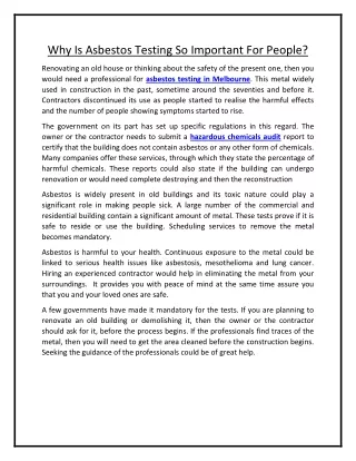 why is asbestos testing so important for people