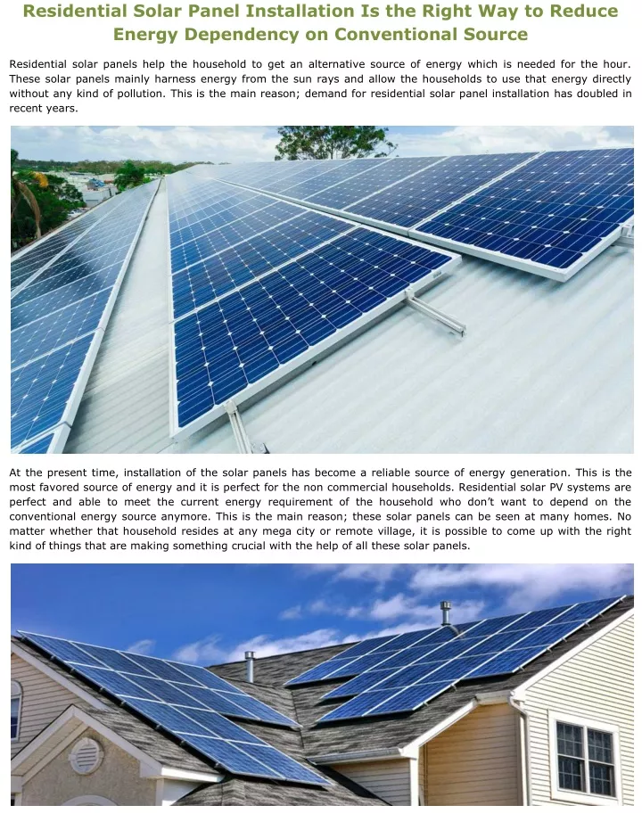 residential solar panel installation is the right