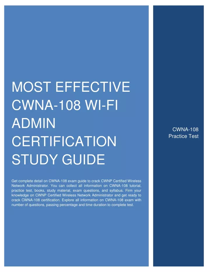 most effective cwna 108 wi fi admin certification