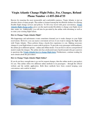 Virgin Atlantic Change Flight Policy, Fee, Changes, Refund Phone Number  1-855-284-6735