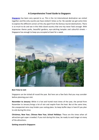 A Comprehensive Travel Guide to Singapore