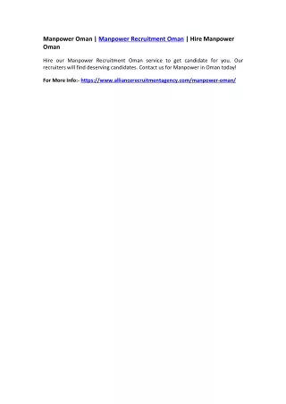 manpower oman manpower recruitment oman hire