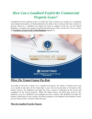 How Can a Landlord Forfeit the Commercial Property Lease?