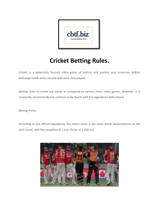 Free Cricket Betting Tips & Match Prediction - IPL Betting Tip - CBTF