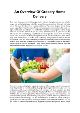 An Overview Of Grocery Home Delivery