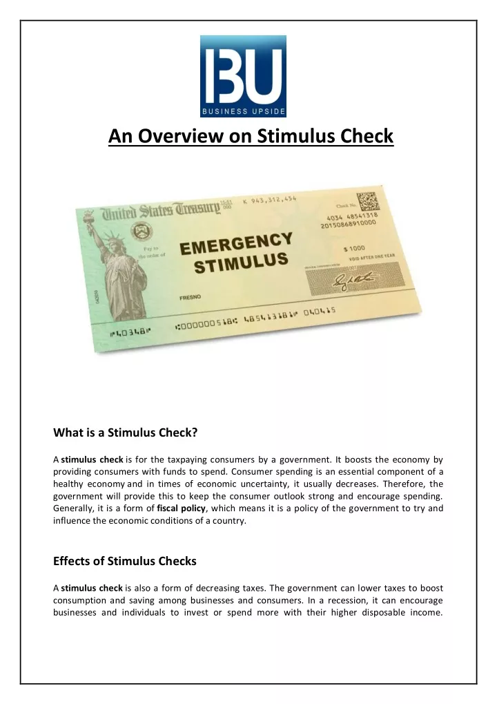 an overview on stimulus check