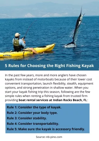 5 rules for choosing the right fishing kayak