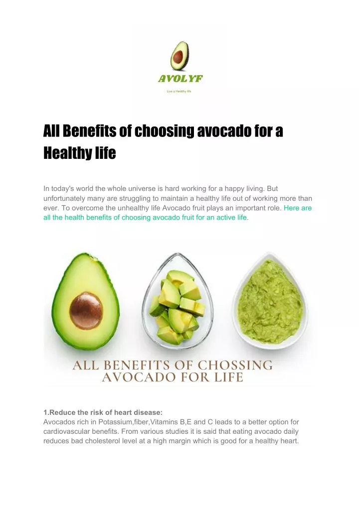 all benefits of choosing avocado for a healthy
