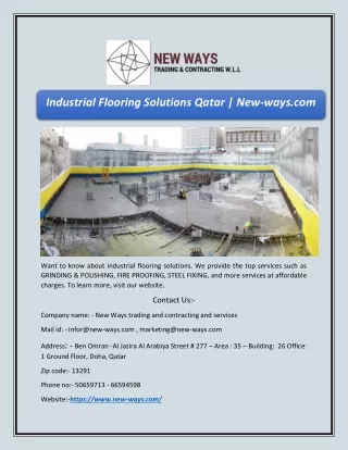 Industrial Flooring Solutions Qatar | New-ways.comz