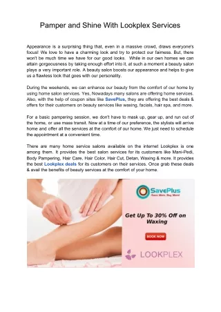 pamper and shine with lookplex services