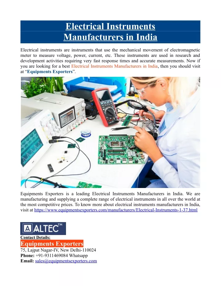 electrical instruments manufacturers in india