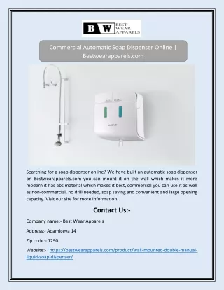 Commercial Automatic Soap Dispenser Online | Bestwearapparels.com