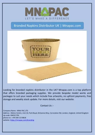 Branded Napkins Distributor UK | Mnapac.com
