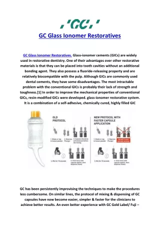 GC Glass Ionomer Restoratives-GC India Dental