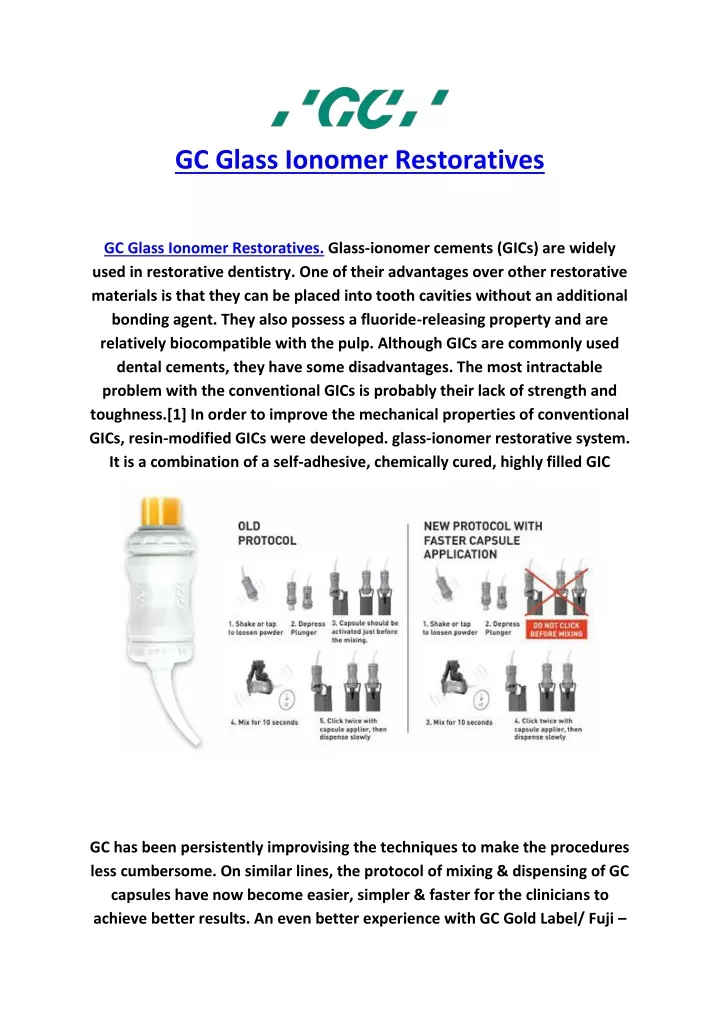 gc glass ionomer restoratives