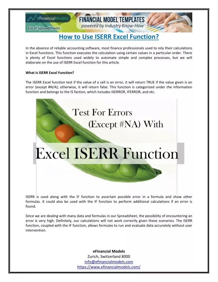 how to use iserr excel function