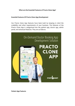 what are the essential features of practo clone