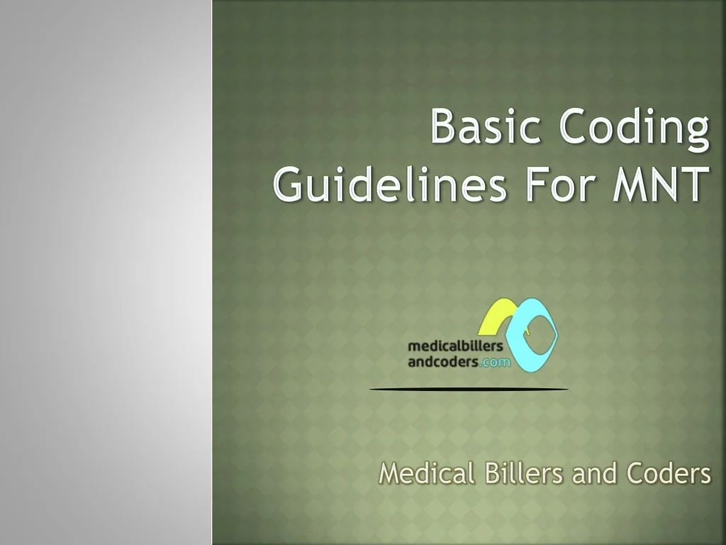 PPT - Basic Coding Guidelines for MNT PowerPoint Presentation, free ...