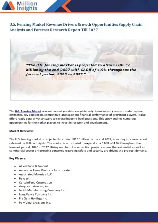 u s fencing market revenue drivers growth