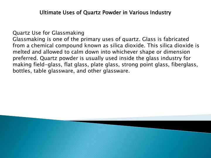 ultimate uses of quartz powder in various industry