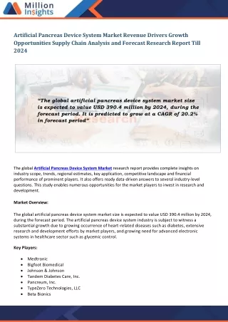 artificial pancreas device system market revenue