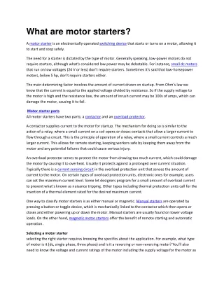 what are motor starters