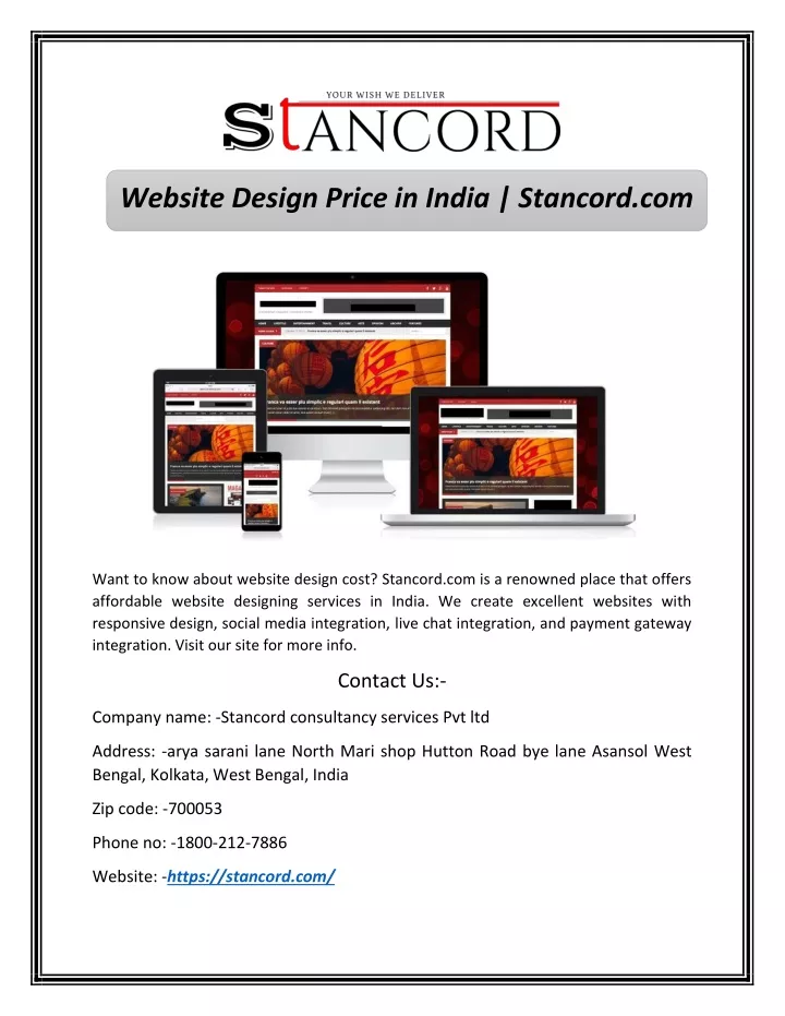 website design price in india stancord com