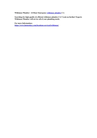 wildomar plumber 24 hour emergency wildomar