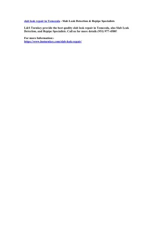 slab leak repair in temecula slab leak detection