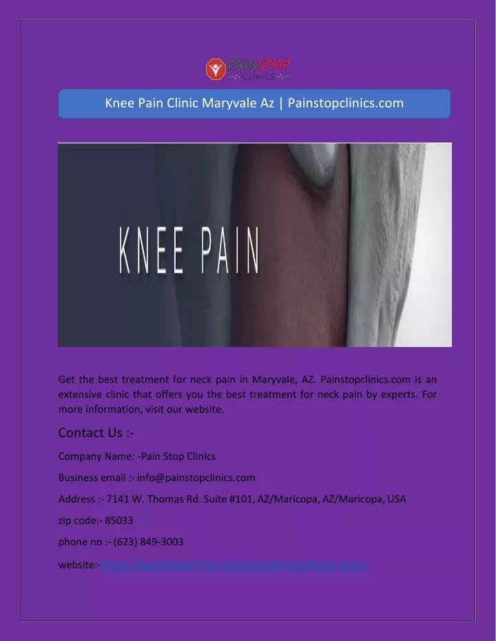 knee pain clinic maryvale az painstopclinics com