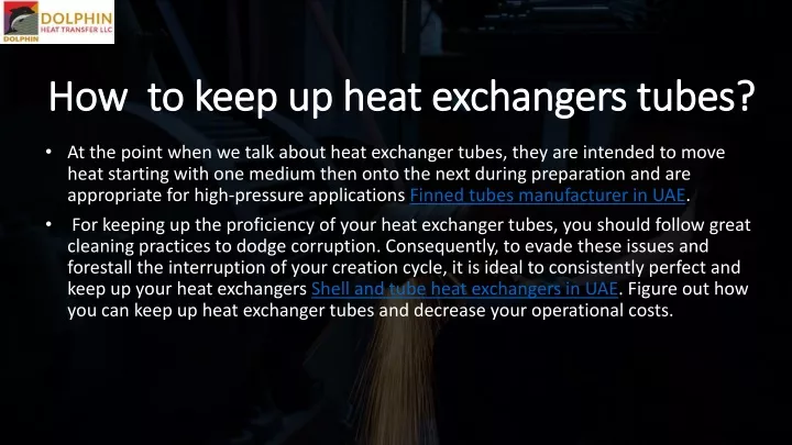 how to keep up heat exchangers tubes