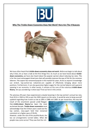 why the trickle down economics does not work here