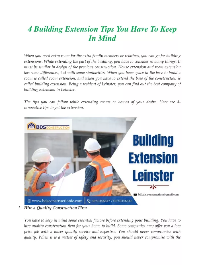 4 building extension tips you have to keep in mind