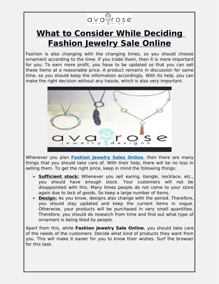 what to consider while deciding fashion jewelry