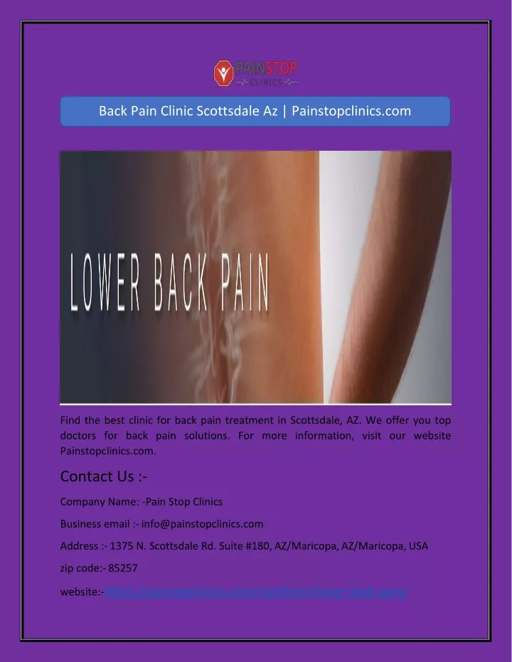 back pain clinic scottsdale az painstopclinics com