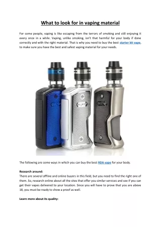 What to look for in vaping material