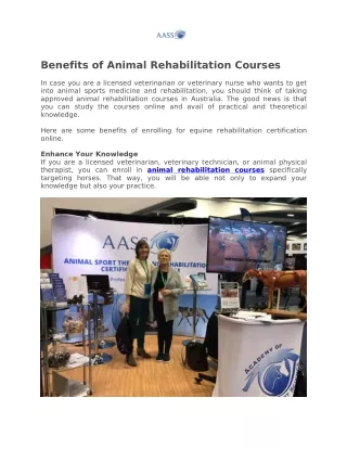 Equine Rehabilitation Certification Online | Academy of Animal Sport Science