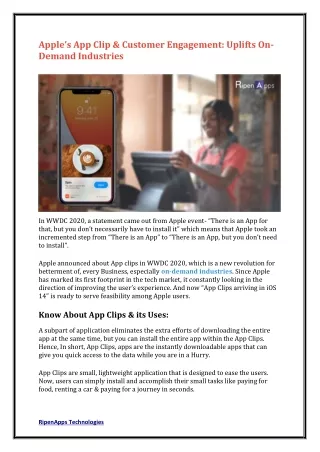 Apple’s App Clip & Customer Engagement: Uplifts On-Demand Industries