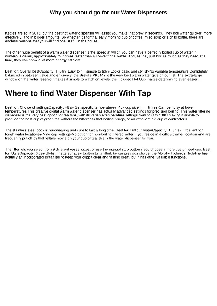 why you should go for our water dispensers