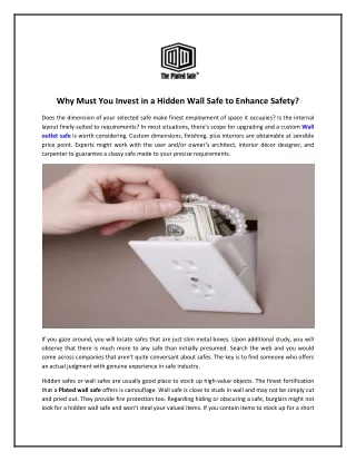 Why Must You Invest in a Hidden Wall Safe to Enhance Safety?