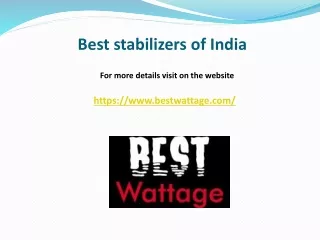 Best stabilizers of India