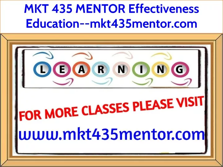 mkt 435 mentor effectiveness education