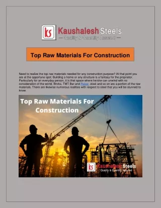 Top Raw Materials For Construction