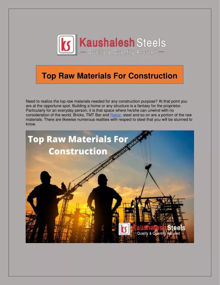top raw materials for construction