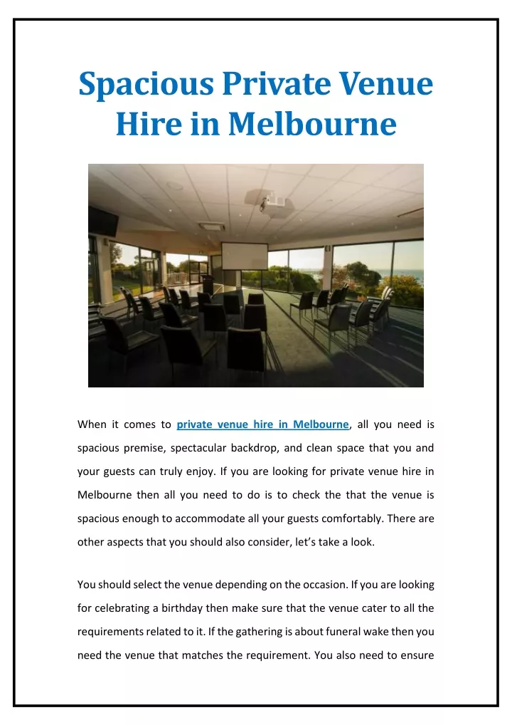 spacious private venue hire in melbourne