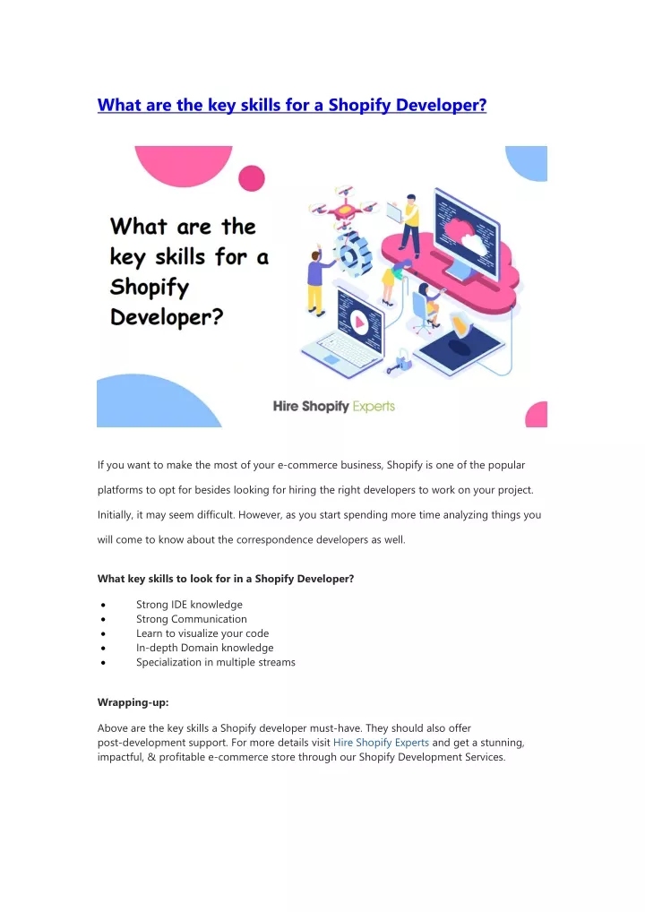 what are the key skills for a shopify developer