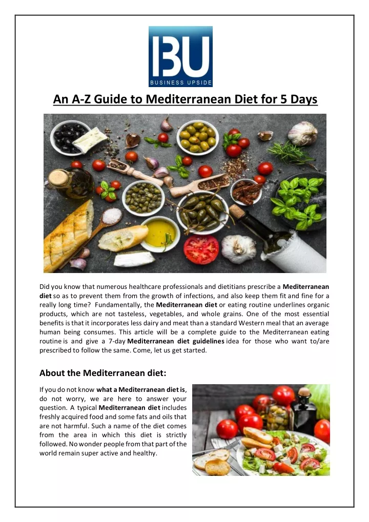 an a z guide to mediterranean diet for 5 days