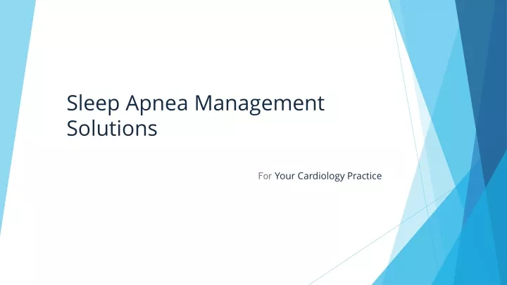 sleep apnea management solutions